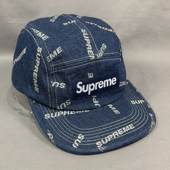 Supreme Strapback Clip Hat 5 panel Blue Denim Streetwear Box Glitter USA Mens - Picture 6 of 16